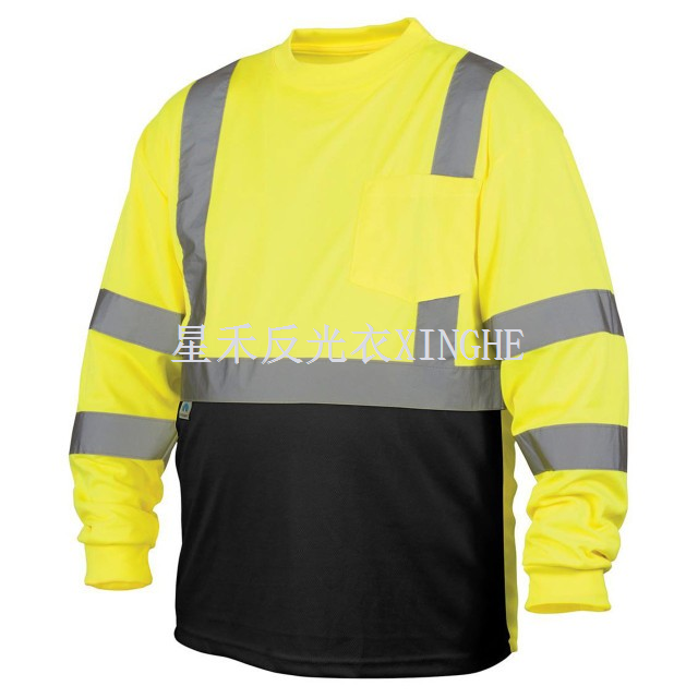 Hi-Viz 블랙 밑단 긴팔 티셔츠