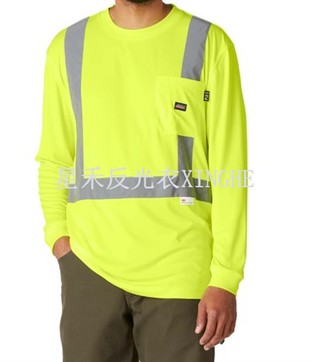 남성용 Hi-Vis 긴팔 안전 티셔츠